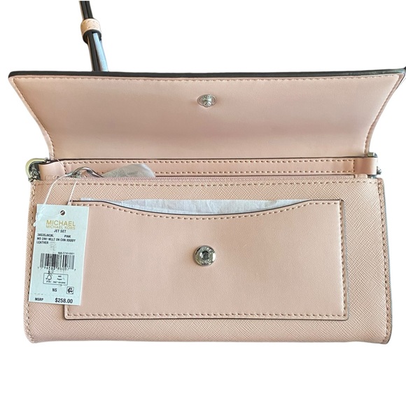 MICHAEL Michael Kors Jet Set Medium 2 in 1 Wallet-On-A-Chain Leather Crossbody - Picture 7 of 13